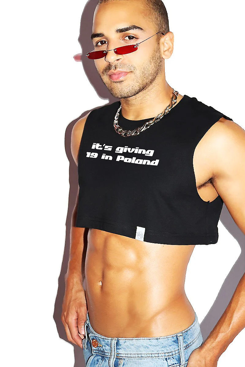 19 In Poland Extreme Crop Tank- Black
