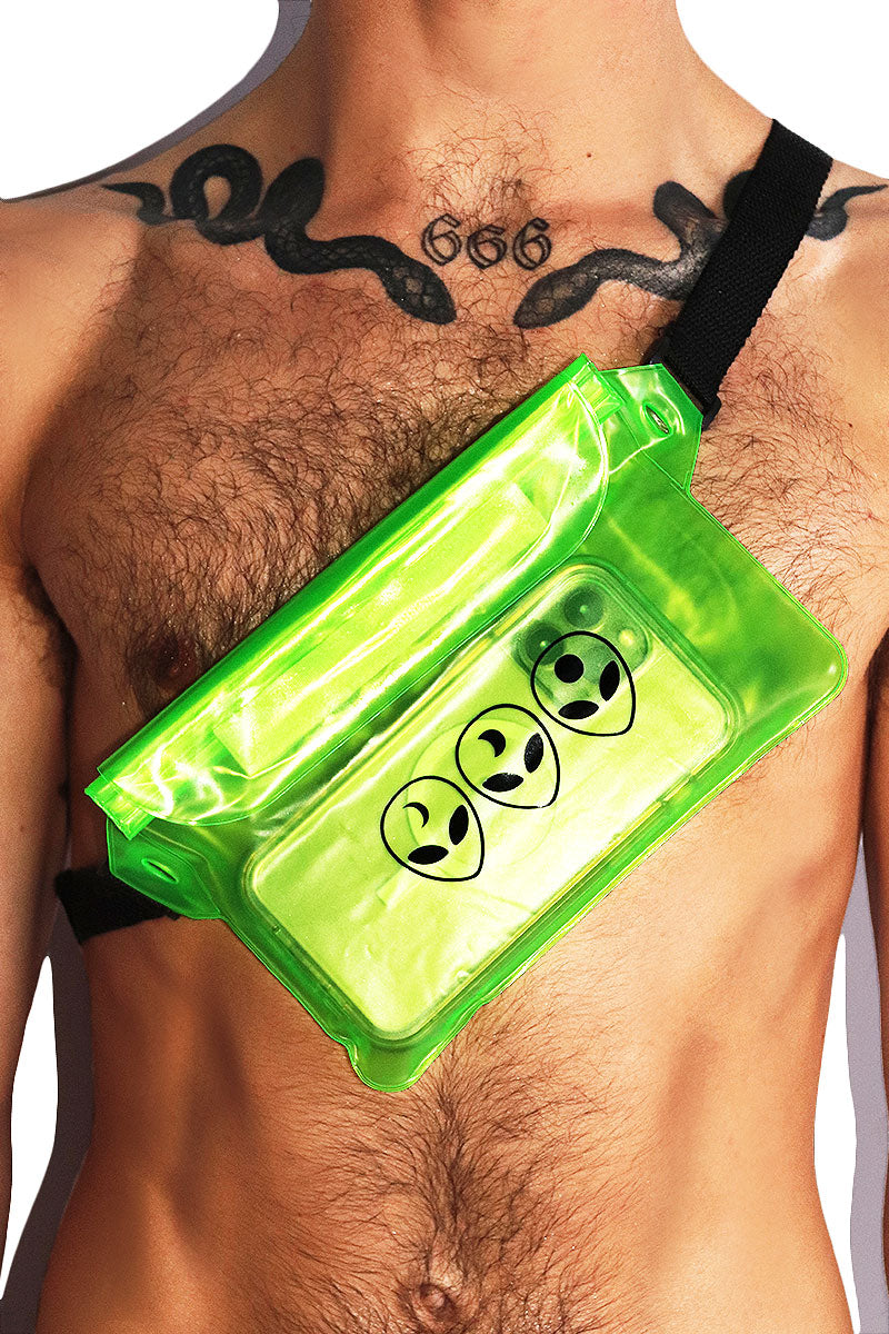 Alien Vibes Waterproof Fanny Pack Neon Green Marek Richard