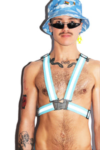 Caution Reflective Tape Harness-Neon Blue