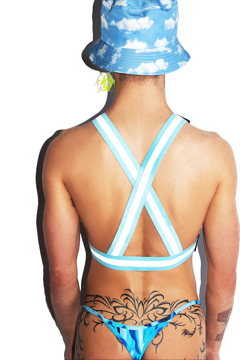 Caution Reflective Tape Harness-Neon Blue