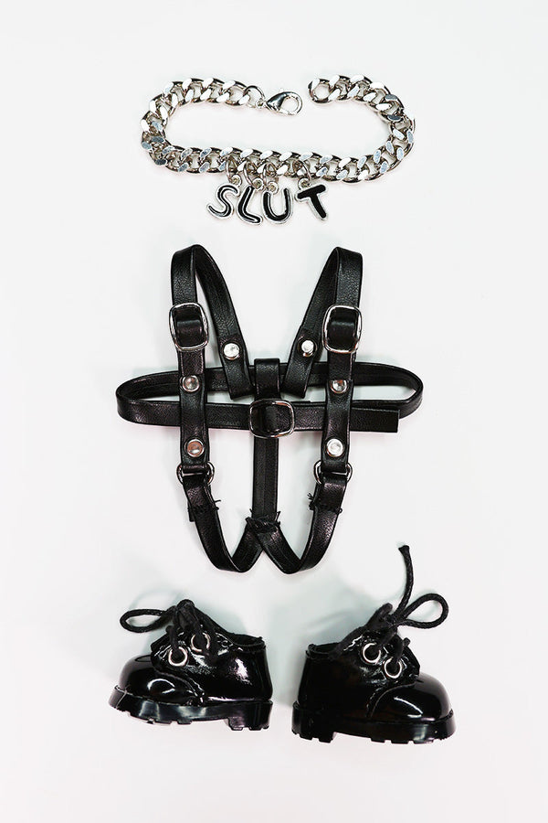 Slut BDSM Body Harness Monster Doll Full Look Outfit Set