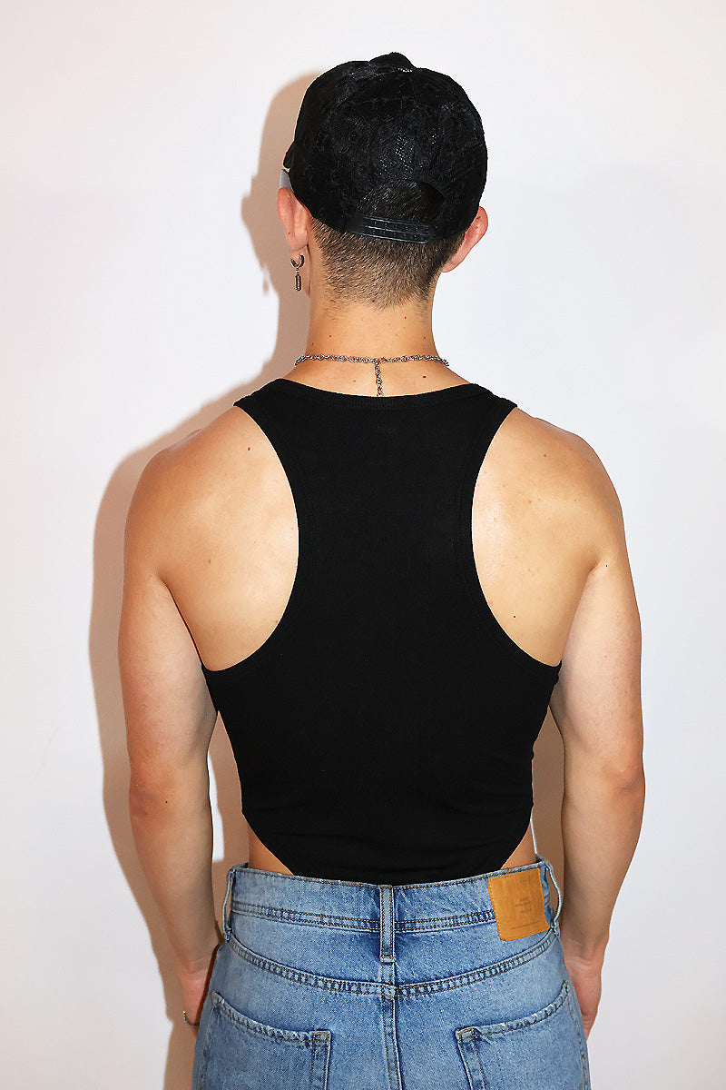 Bat Wings High Cut Bodysuit- Black