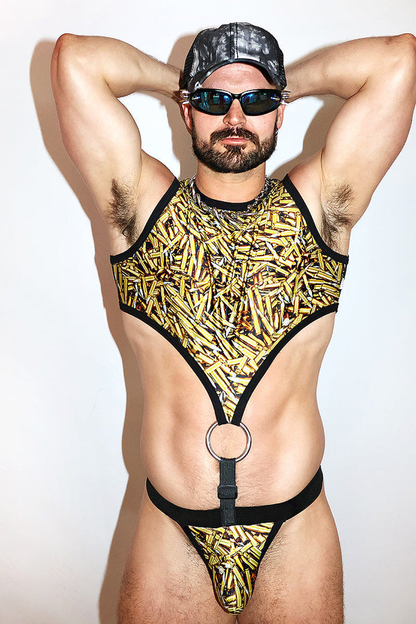 Straight Shooter Elastic Bodysuit- Black