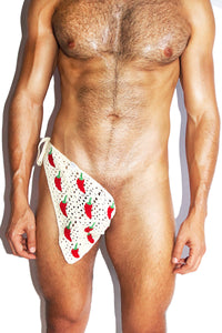 Chili Pepper Crochet Handkerchief Thong  - White