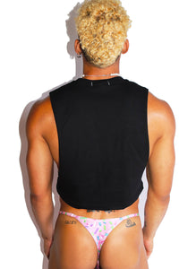 Chudai Crop Low Armhole Tank- Black