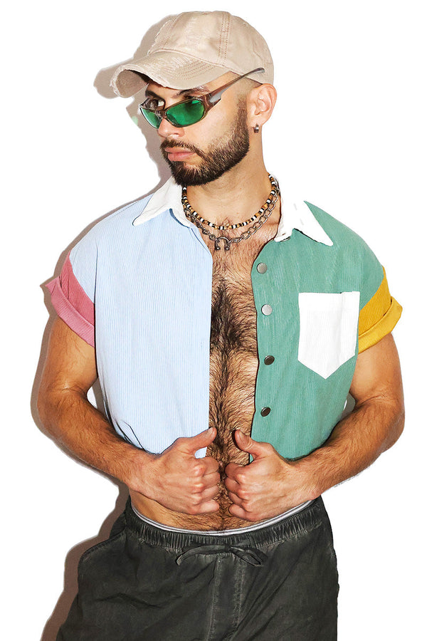 Adobe Corduroy Crop Shirt- White