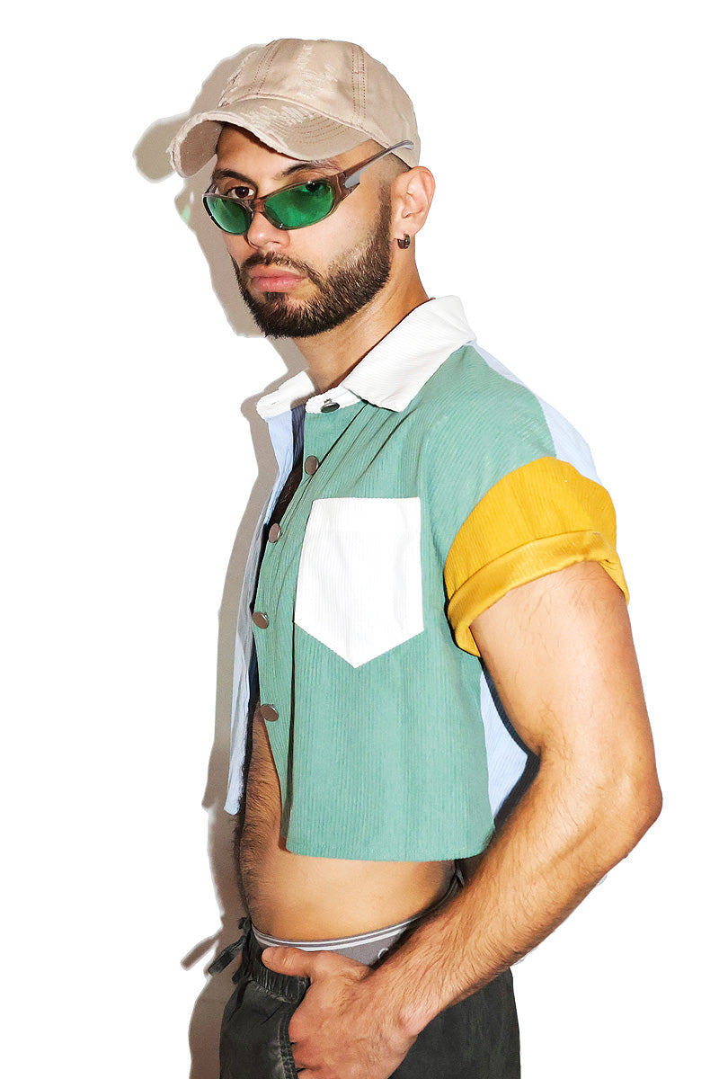 Adobe Corduroy Crop Shirt- White