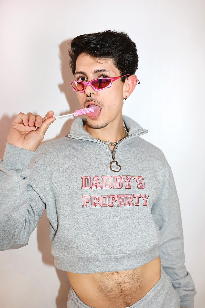 Daddy's Property Long Sleeve Crop Quarter Zip-Grey – Marek+Richard