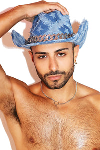 Denim Diamond Cowboy Hat - Blue