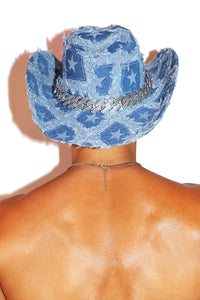 Denim Diamond Cowboy Hat - Blue