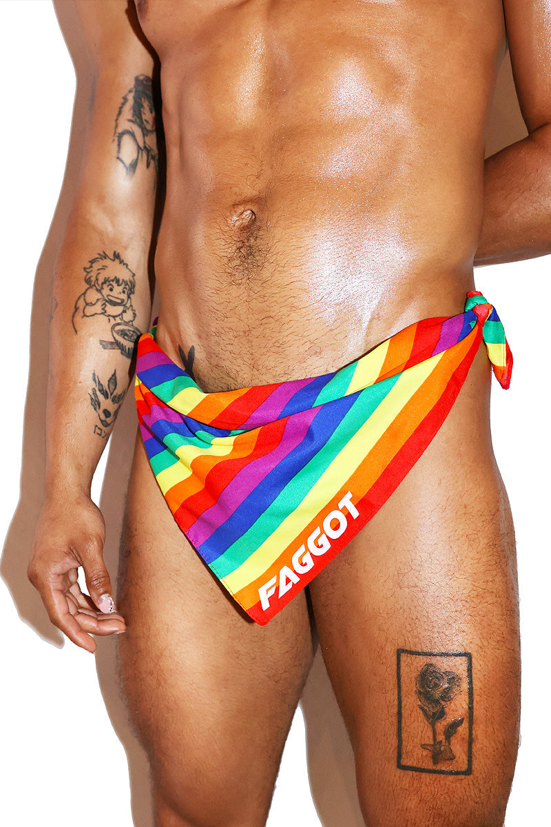 Faggot Stripe Bandana Thong  - Royal Blue