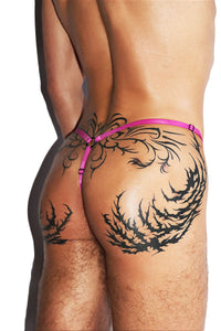 Dancing Fire Winged Elastic Thong-Black