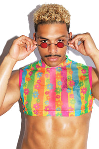 Flower Power Mesh Extreme Crop Tank- Fuchsia