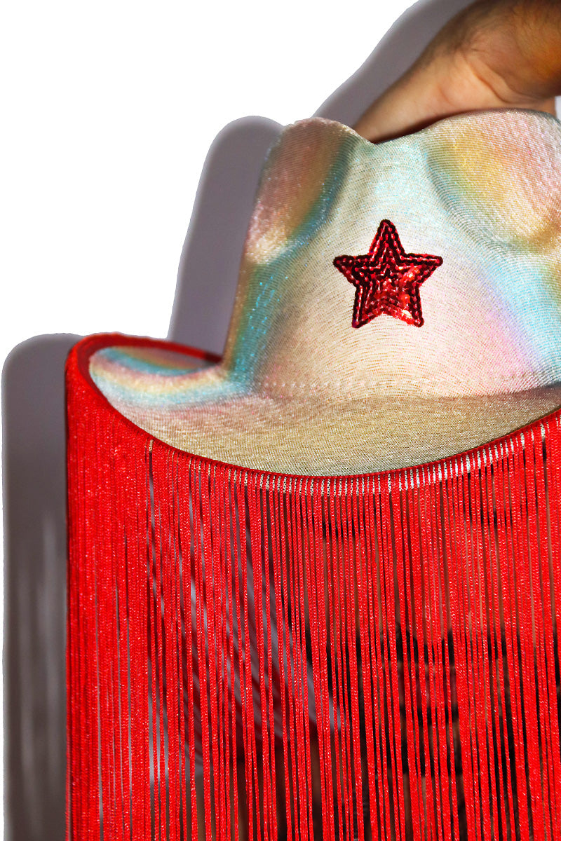 Fringe Cowboy Hat - Red