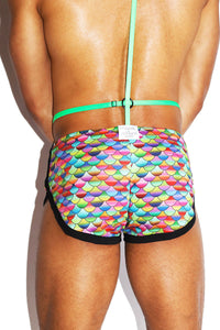Rainbow Fish Swim Shorty Running Shorts- Multi