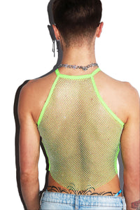 Bling Mesh Fitted Crop Tank- Green