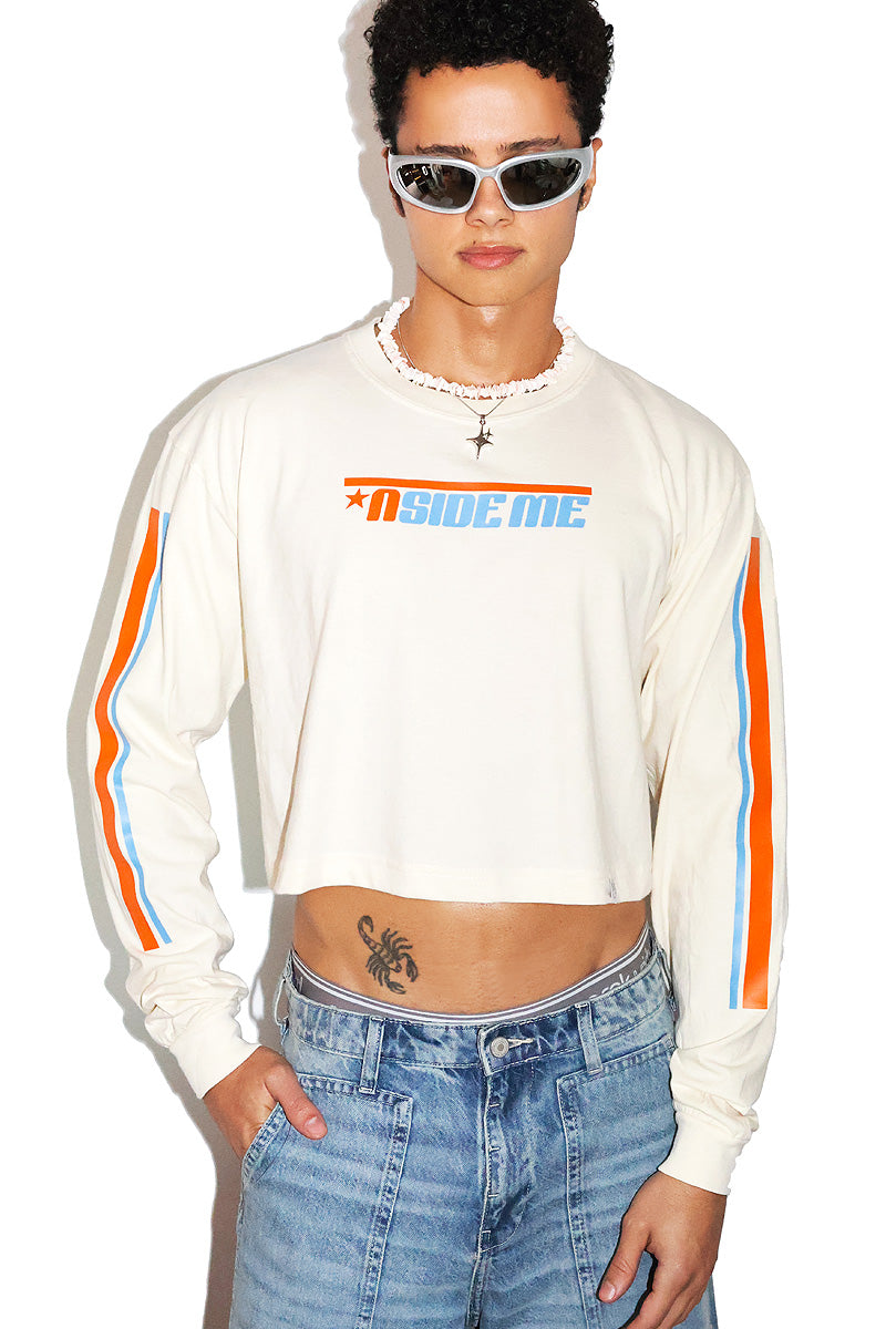 N Side Me Long Sleeve Crop Tee- Cream