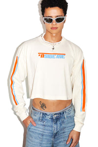N Side Me Long Sleeve Crop Tee- Cream