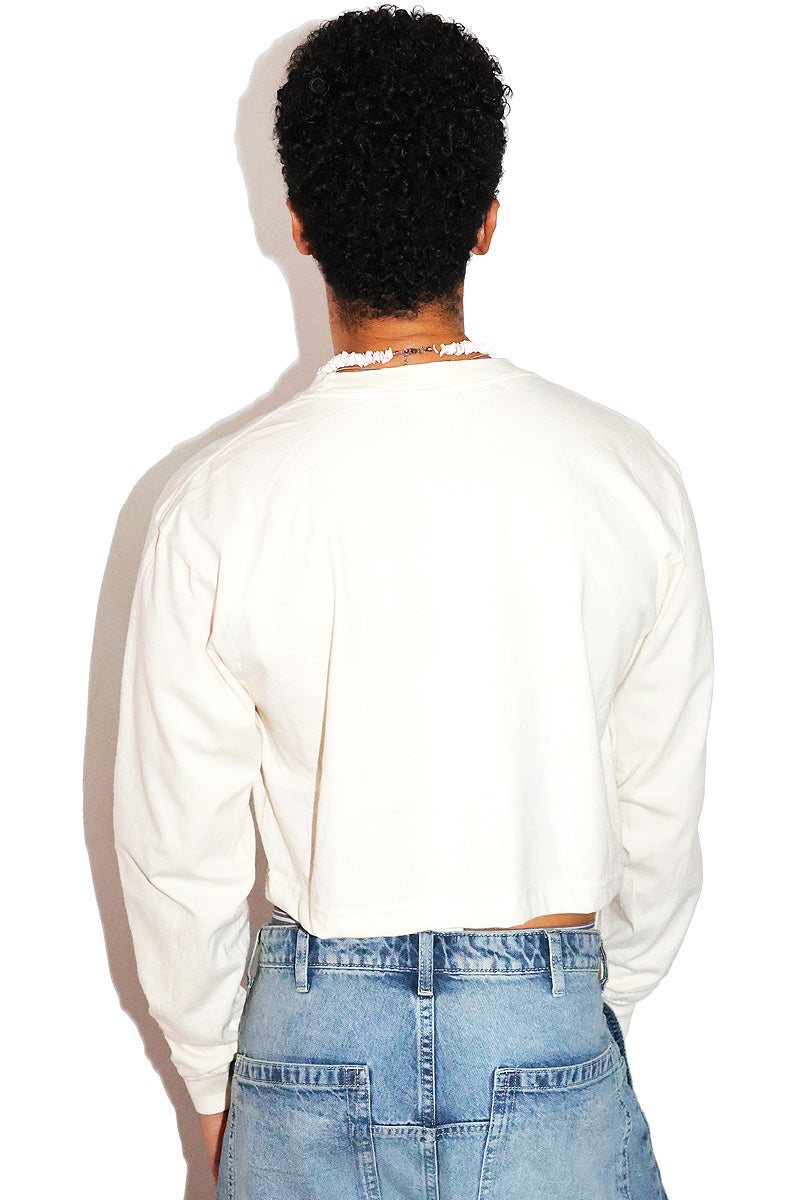 N Side Me Long Sleeve Crop Tee- Cream