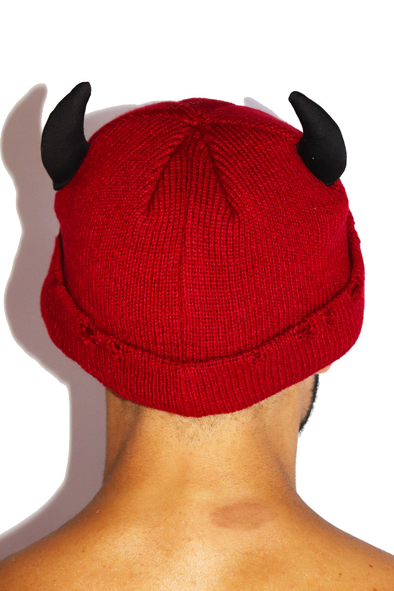 Punk Devil Skull Cap Beanie- Burgandy – Marek+Richard