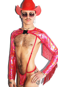 Western Show Stopper Fringe Buckle Arm Guard Harness- Red