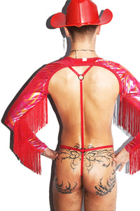 Western Show Stopper Fringe Buckle Arm Guard Harness- Red