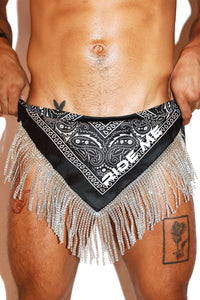 Ride Me Drape Bandana Thong  - Black
