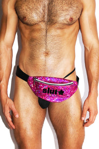 Slut Holgraphic Fanny Pack Bum Bag-Pink