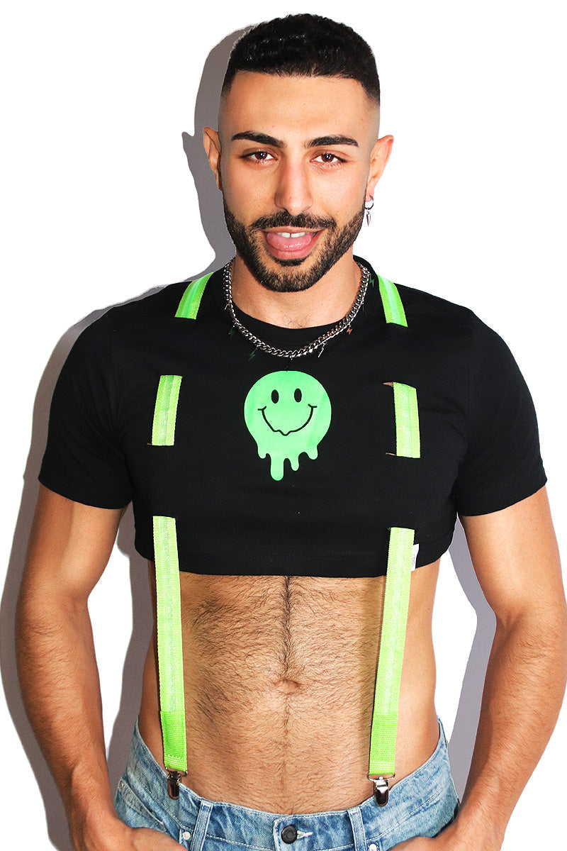 Acid Optic Glow Garter Extreme Crop Tee- Black