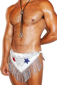 Star Spangled Drape Bandana Thong  - Red