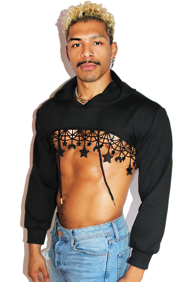 Mystic Fringe Long Sleeve Crop Hoodie-Black – Marek+Richard