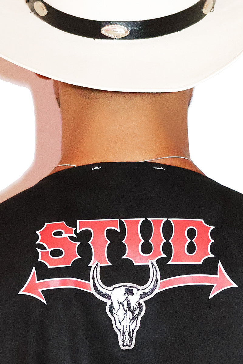 Stud Fringe Vest-Black