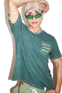Tsunami, Buddhism, Piper No! Vintage Pocket Tee-Dark Green