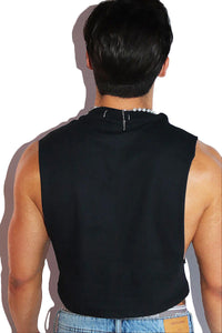 Very Demure Crop Low Armhole Tank- Black