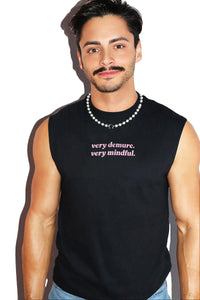 Very Demure Very Mindul Sleeveless Tee-Black