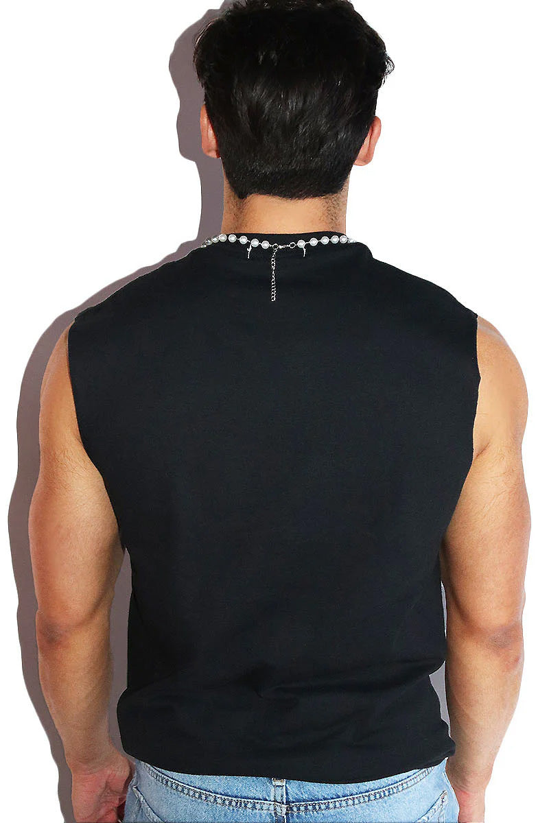 Very Demure Very Mindul Sleeveless Tee-Black