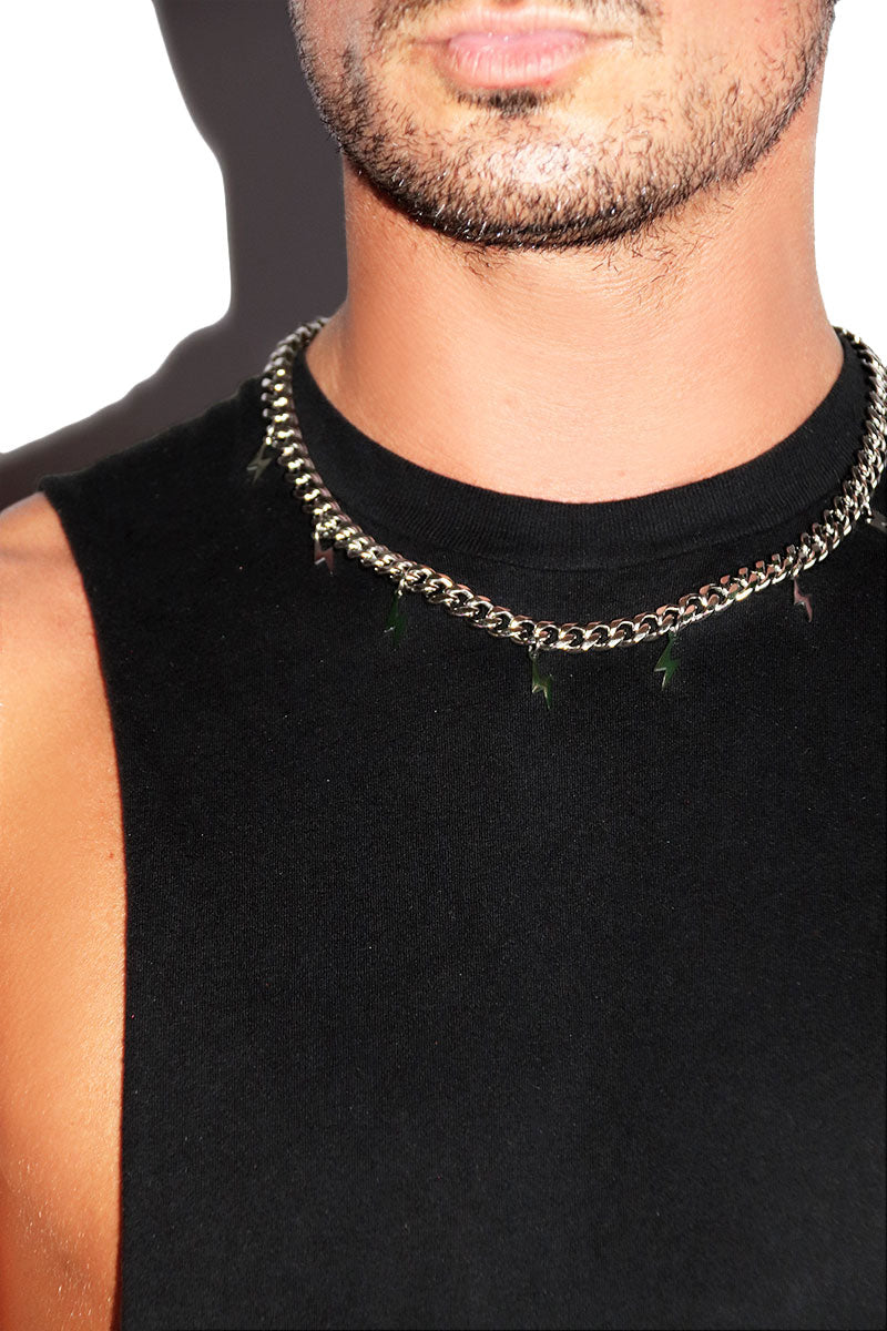 Electric Power Lightning Necklace - Silver