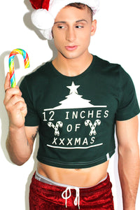 12 inches of Christmas Crop Tee-Green