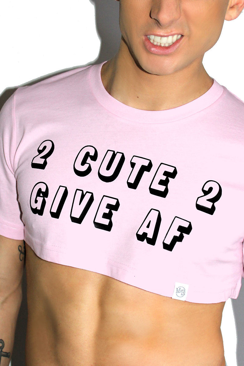 2 Cute 2 Give AF Extreme Crop Tee-Pink