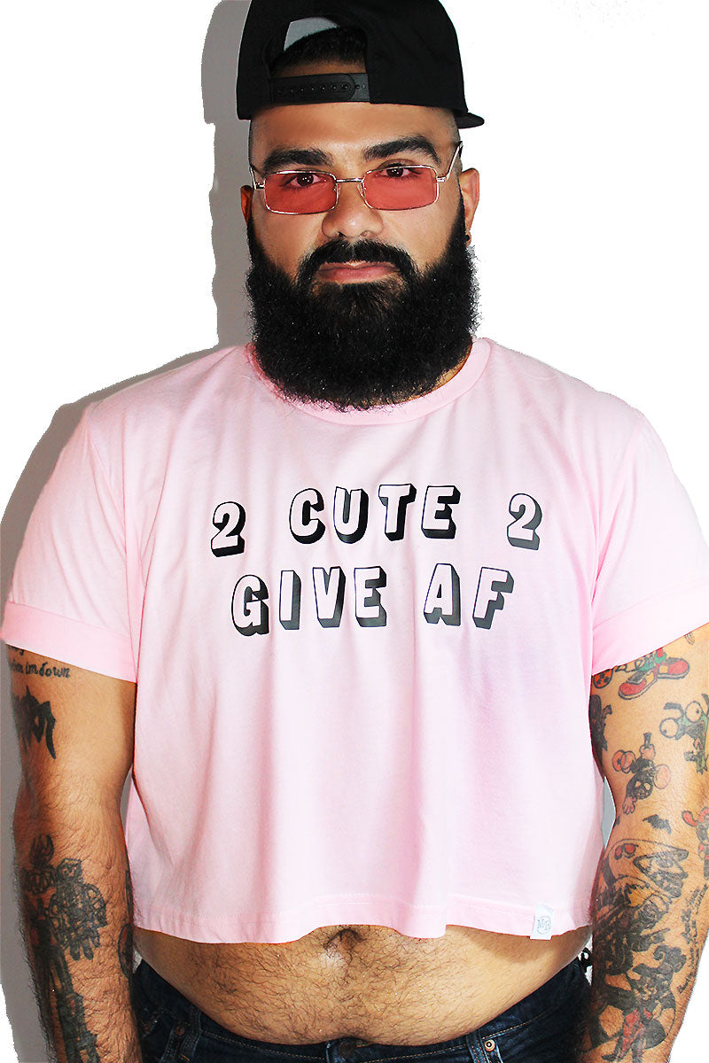 PLUS: 2 Cute 2 Give AF Crop Tee-Pink