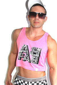 Ab Fab Crop Racerback Tank- Pink