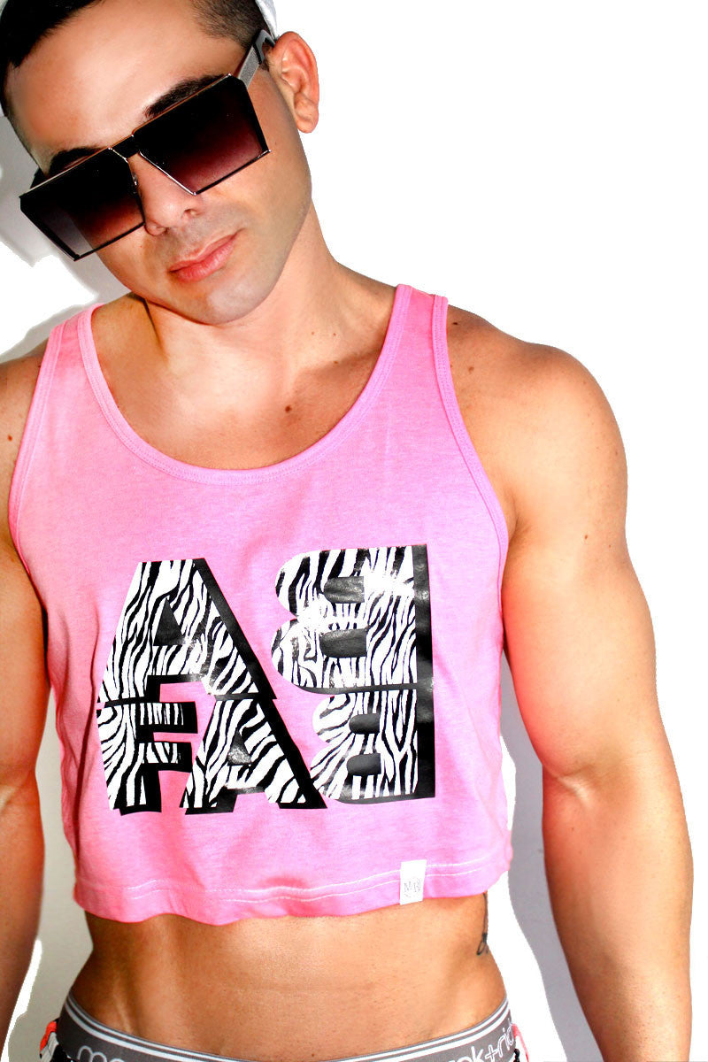 Ab Fab Crop Racerback Tank- Pink
