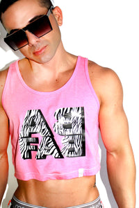 Ab Fab Crop Racerback Tank- Pink