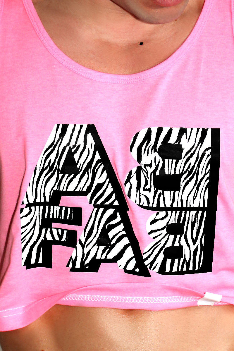 Ab Fab Crop Racerback Tank- Pink