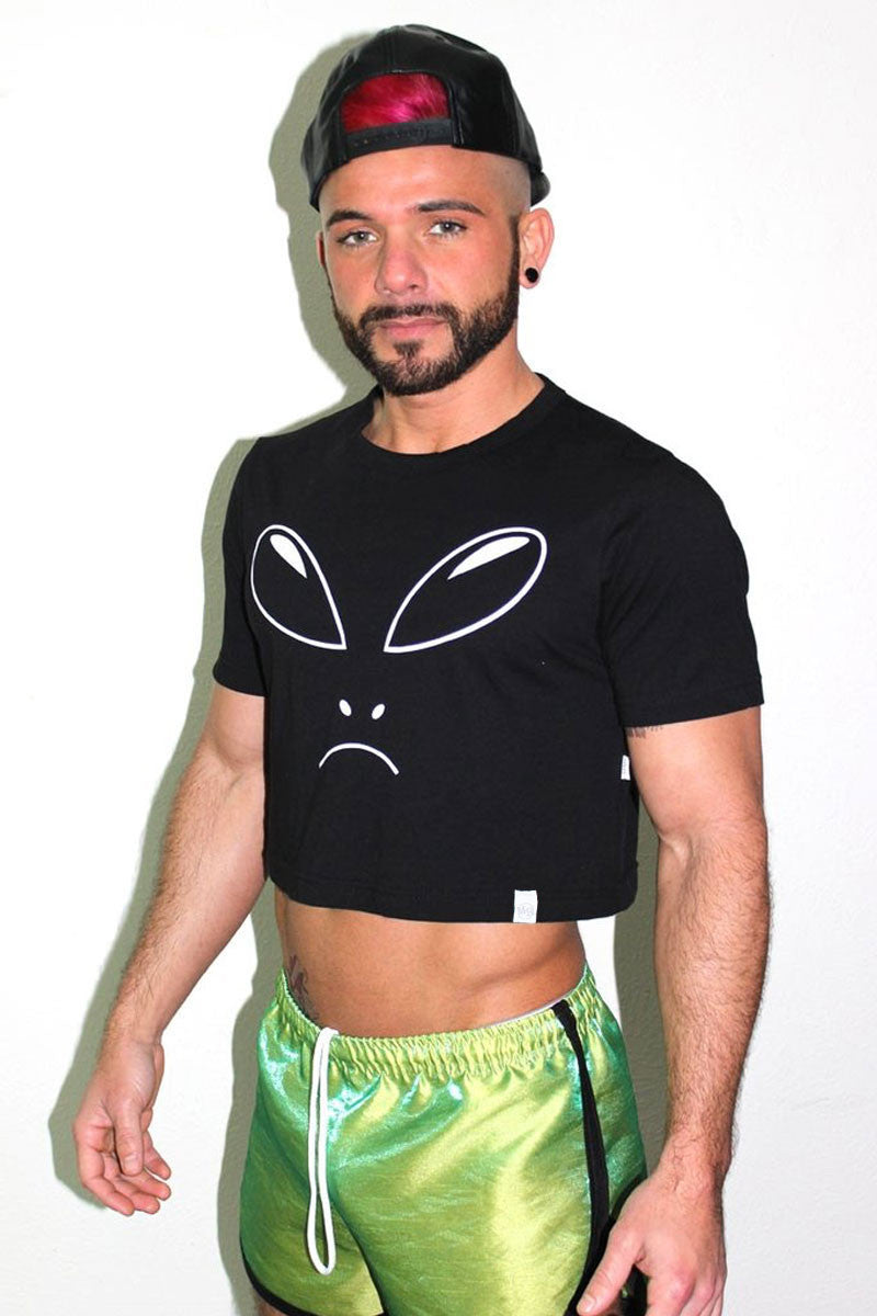 Alien Head Crop Tee- Black