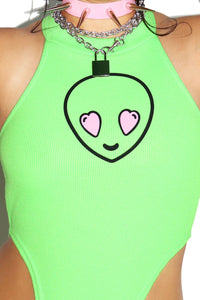 Alien High Cut Bodysuit-Green