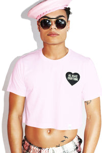 All Black Everything Crop Tee-Pink