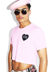 All Black Everything Crop Tee-Pink