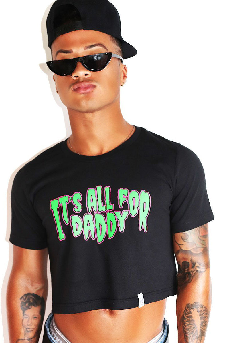 All 4  Daddy Crop Tee-Black