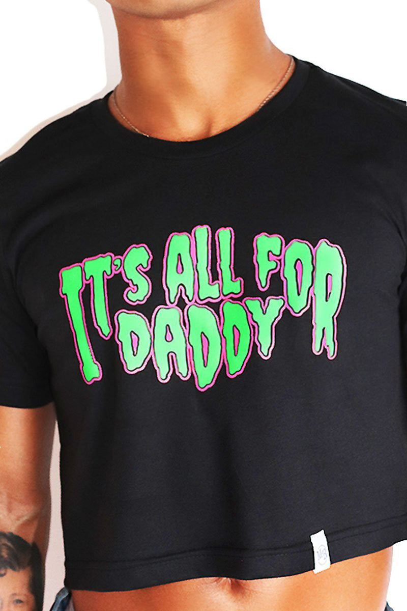 All 4  Daddy Crop Tee-Black